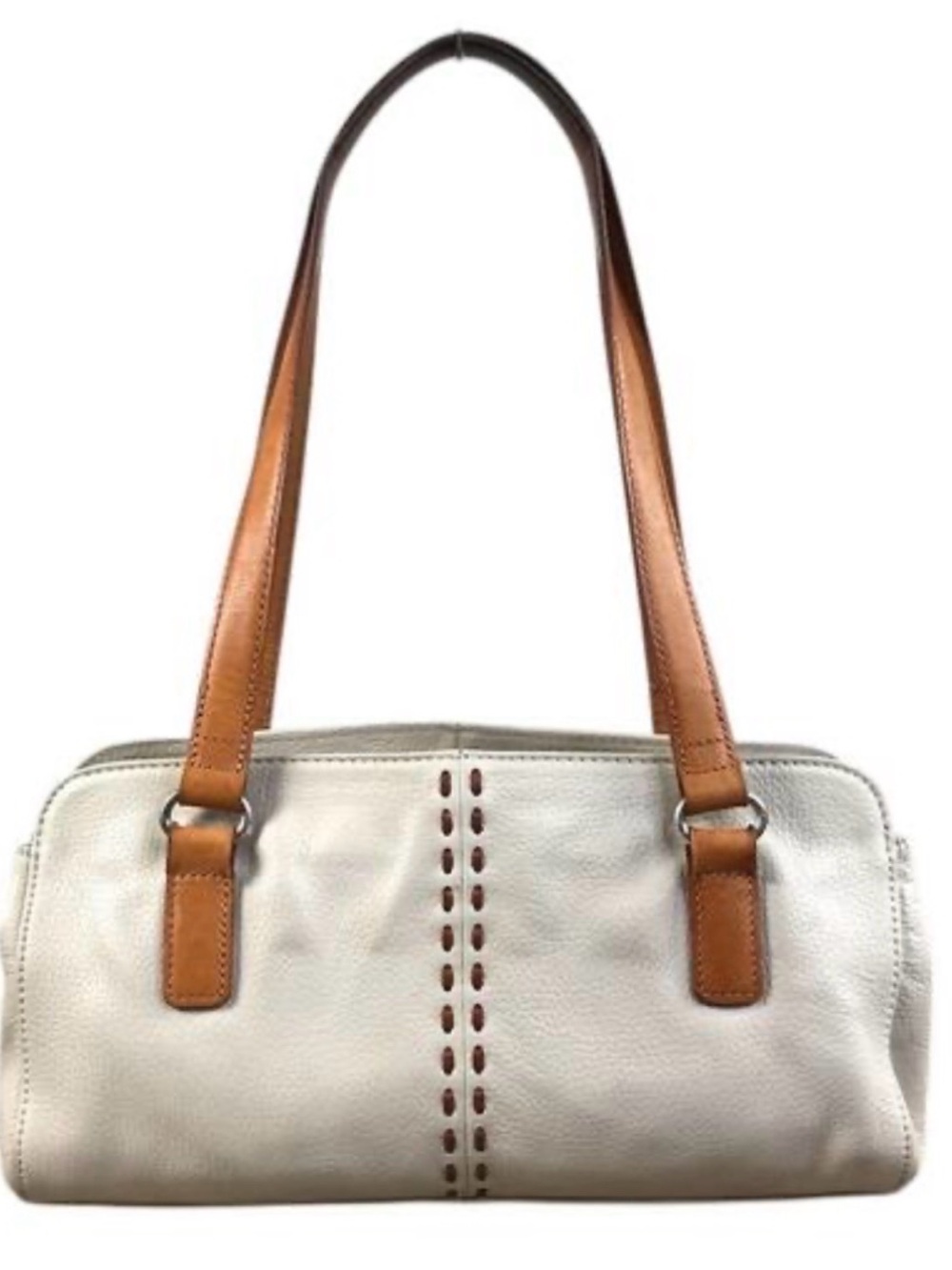 Fossil Vintage Cream Leather Shoulder Bag with Tan Handles